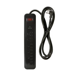 PRIME® PB802225 6-Outlet Surge Protector With SJT Cord and Plug, 125 V, 15 A, 6 Outlets, 4 ft L Cord