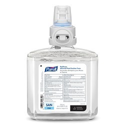 PURELL® 7753-02 Advanced Hand Sanitizer, 1200 mL Nominal, Dispenser Refill Package, Foam Form, Light Cranberry Odor/Scent, Clear/Yellow