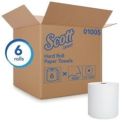 Scott® 01005 Essential™ High Capacity Hard Roll Towel, 1 Plys, Paper, White, 8 in W