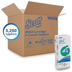 Scott® 98908 Mega Cartridge Napkin, 6.5 x 8.4 in Sheet, 1 Plys, White