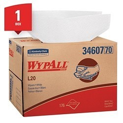 WypAll* 34607 L20 Single Use Cleaning Wiper, 16.8 x 12.5 in, 176 Sheets Capacity, Paper, White