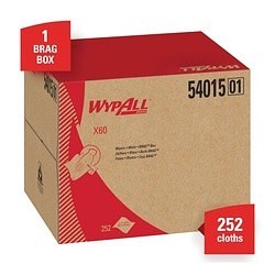 WypAll* 54015 X60 Reusable Dry Wipes, 11.1 in W, 252 Sheets Capacity, HydroKnit, White