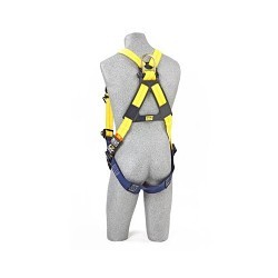 3M™ 1102000 Harness, Full Body, 420 lb, Repel Webbing Strap, Zinc Plated Steel Hardware, Navy/Yellow