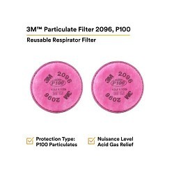 3M™ 2096 Half Face Respirator, P100, 99.97 % Filter Efficiency, Bayonet, Magenta