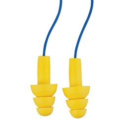 3M™ 247-340-4014 Ear Plug, 25 dB Noise Reduction Rating, Flange, Disposable/Reusable: Reusable, Universal, Yellow Plug, Blue Cord