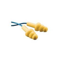 3M™ 247-340-4014 Ear Plug, 25 dB Noise Reduction Rating, Flange, Disposable/Reusable: Reusable, Universal, Yellow Plug, Blue Cord