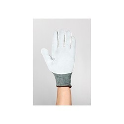 Ansell 70-765-10 Safety Gloves, X-Large, #10, Leather Coating, Knit Wrist Cuff, Resists: Abrasion, Cut, Heat, A ANSI Cut-Resistance Level, Gray