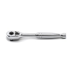 Apex® GEARWRENCH® 81309 Ratcheting Socket Wrench, Metric, 1/2 in Drive, Teardrop Head Shape, 9.6 in Overall Length, Alloy Steel, Full Polish Chrome, Specifications Met: ASME B1007.10, ANSI, Quick Release Head, Reversible