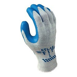 Atlas® by Showa Best 300M General-Purpose Gloves, Medium, #8, Natural Rubber Coating, Knit Wrist Cuff, Blue/Gray