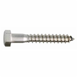 BBI 782054 Lag Screw, 1/4-10, 3-1/2 in OAL, 18-8 Stainless Steel, Hex Drive