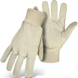 BOSS® 1JC23011 General Purpose Work Gloves, Corded Single Palm Glove, Large, #9, Cotton, White, Knit Wrist Cuff, Uncoated, Unlined