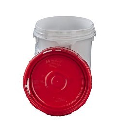 New Generation Pail, Round, 5 gal, 11-1/4 in Dia, HDPE, Red/White