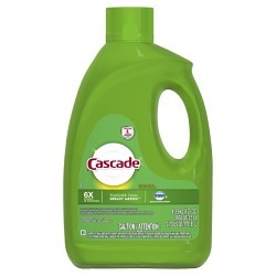 CASCADE 3700031683 Dishwasher Detergent, 155 fl oz, Bottle, Clear, Liquid, Composition: Silicic Acid, Sodium Salt, Sodium Carbonate, Sodium Hydroxide, Sodium Hypochlorite