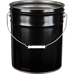 Cary 08W29N Open Head Pail, 5 gal, 11-3/4 in Dia, Steel, Black