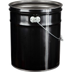 Cary 08W29N Open Head Pail, 5 gal, 11-3/4 in Dia, Steel, Black