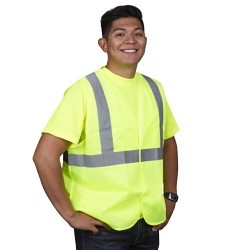 Cordova CORV211PL Vest, L, Hi-Vis Lime, Polyester Mesh, Hook and Loop Closure