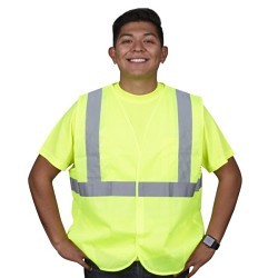 Cordova CORV211PL Vest, L, Hi-Vis Lime, Polyester Mesh, Hook and Loop Closure