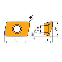 Dormer 6800789 Milling Insert, #11 Insert, Carbide, Parallelogram, Material Grade: Gr M8340