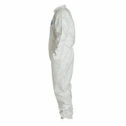 DuPont™ 251-TY125SWHLG002500 Coverall, L, White, High Density Spunbond Polyethylene, 39-3/4 to 43-1/4 in Chest, 29 in Inseam Length