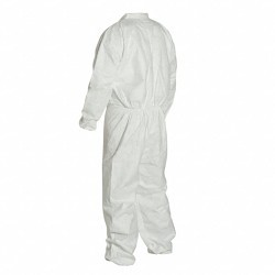 DuPont™ 251-TY125SWHLG002500 Coverall, L, White, High Density Spunbond Polyethylene, 39-3/4 to 43-1/4 in Chest, 29 in Inseam Length