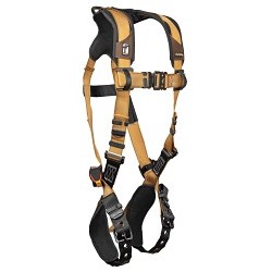 FallTech® FT7080BXL Harness With Trauma Relief, Standard, X-Large, Polyester Strap, Tongue Leg Strap Buckle, Quick Connect Chest Strap Buckle, Aluminium Alloy, Plated Steel Alloy Hardware, Yellow/Black