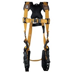 FallTech® FT7080BXL Harness With Trauma Relief, Standard, X-Large, Polyester Strap, Tongue Leg Strap Buckle, Quick Connect Chest Strap Buckle, Aluminium Alloy, Plated Steel Alloy Hardware, Yellow/Black