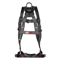 FallTech® FT81432X3X Harness, 1D-Ring Standard Non-Belted Full Body, 2X-Large/3X-Large, 130-310 lb, Polyster Strap, Tongue Leg Strap Buckle, Quick Connect Chest Strap Buckle, Aluminum Alloy, Plated Alloy Steel Hardware, Black