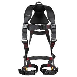 FallTech® FT8143BLXL Harness, 1D-Ring Standard Non-Belted Full Body, X-Large, 130-310 lb, Polyster Strap, Tongue Leg Strap Buckle, Quick Connect Chest Strap Buckle, Aluminum Alloy, Plated Alloy Steel Hardware, Black