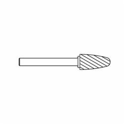 GARR GAR-64010 Rotary File/Burr, Radius, Tree Head Shape, 1/4 in Head Dia, 5/8 in Length of Cut