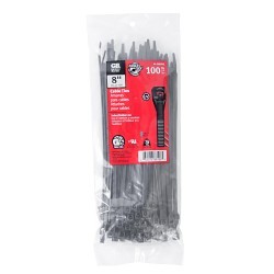 GB® 46-308UVB Cable Tie, 8 in Length, 0.17 in Width, 0.055 in Thickness, Nylon 6.6, UV Black