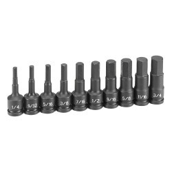 GP® 1398H Impact Socket Driver Set, Yes Impact Rated, Imperial, 1/2 in Drive, 10 Piece, 1/4 to 3/4 in Included Socket Size, Case Container