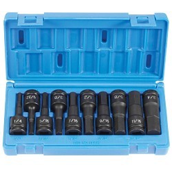 GP® 1398H Impact Socket Driver Set, Yes Impact Rated, Imperial, 1/2 in Drive, 10 Piece, 1/4 to 3/4 in Included Socket Size, Case Container