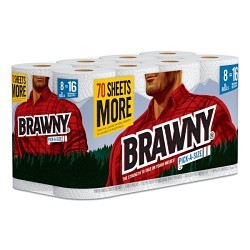 Georgia-Pacific Brawny® GPC441945 Paper Towels, Roll, Perforated, 2 Ply, Paper, White, 11 in Width