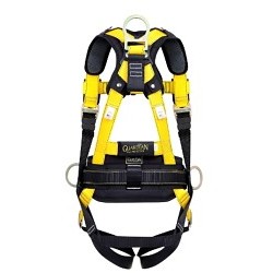 Guardian Fall Protection 37193 Harness, Medium/Large, 130-420 lb, Polyester Strap, Yes Leg Strap Buckle, Yes Chest Strap Buckle, Yes Shoulder Strap Buckle, Galvanized Steel Hardware, Yellow