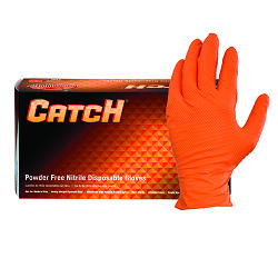 HOSPECO® CAT458 Disposable Gloves,  X-Large, #10, Nitrile, Orange, 9 mil Thickness