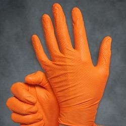 HOSPECO® CAT458 Disposable Gloves,  X-Large, #10, Nitrile, Orange, 9 mil Thickness