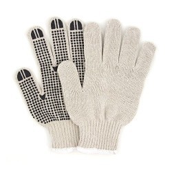 HOSPECO® ProWorks® GWSKDB1 Warehouse Gloves, Single Sided Glove, Knitted, Large, #9, Cotton/Polyester, Black/Natural