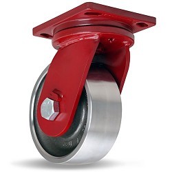 Hamilton® S-EPSD-63FST-4SL-ZB Caster Wheel, 10000 lb, 6 in Wheel Dia, 3 in Wheel Width, Forged steel Wheel, 6-1/2 x 7-1/2 in Plate