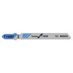 Dremel® T118BF Flexible Jig Saw Blade, 3-5/8 in L x 0.3 in W, 11 to 14 TPI, Bi-Metal Cutting Edge, Bi-Metal Body