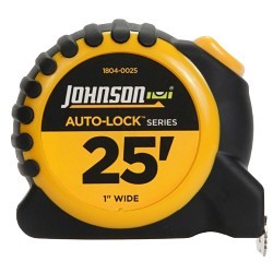 Johnson 1804-0025 Tape Measure, 25 ft Blade Length, 1 in Blade Width, Fractional Measuring System, 1/16 in Graduations