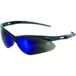 Kimberly-Clark Professional KleenGuard™ 14481 Safety Glasses, Anti-Scratch Lens Coating, Blue Mirror Lens, Straight, Black Frame, Nylon Frame, Polycarbonate Lens, Universal