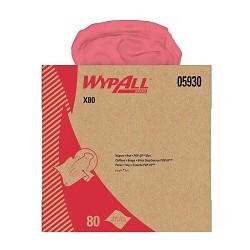 Kimberly-Clark Professional™ WypAll® X80 Cleaning Wipes, 16.8 Inch L x 9.1 Inch W, Pulp and Textile Fiber, Red, 80 Sheets/Box, 5 Boxes/Case; 400/Case