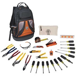 Klein® 80028 Tool Kit, Cushion Grip, Electrical, Bag Back Pack Tool Storage, 28 Piece