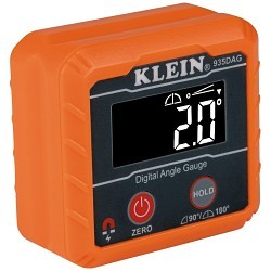 Klein® 935DAG Digital Angle Gauge and Level, 0-90/180 deg, +/- 0.1 deg from 0 deg to 1 deg, 89 deg to 91 deg, 179 deg to 180 deg; +/- 0.2 deg at All Other Angles Accuracy, High Visibility Reverse Contrast