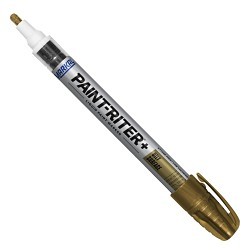 LA-CO® 096972 Liquid Paint Marker, 1/8 in Tip, Bullet/Medium, Fiber Tip, Gold