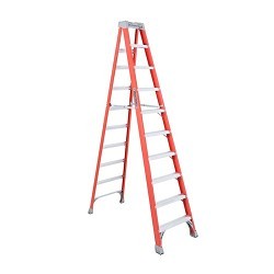 Louisville® FS1510 Step Ladder, 10 ft Ladder Height, 300 lb Load, Fiberglass, 9 Steps