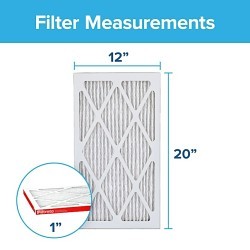 Air Filter, 20 in Height, 12 in Width, 1 in D, MERV: 11