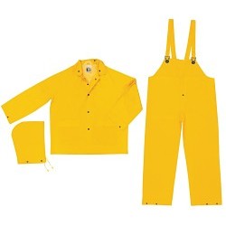 MCR Safety MCR2003XL Rainsuit, X-Large, Yellow, Polyester/PVC, 50 in Waist, 29-1/2 in Inseam Length, Detachable, 57 in Chest