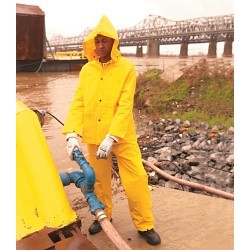 MCR Safety MCR2003M Rainsuit, Medium, Yellow, Polyester/PVC, Detachable, 52 in Chest