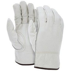 MCR Safety 3213L Leather Drivers Work Gloves, Large, #9, Beige, CV Grade Grain Cow Grain, Keystone Thumb, Standard Finger, Slip-On/Open Cuff, Elastic/Shirred Closure